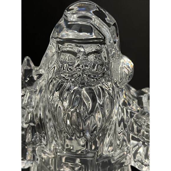 Vtg Santa 24% Lead Crystal Glass Candleholder Taper Figurine 7.5" Made in USA - Picture 2 of 13